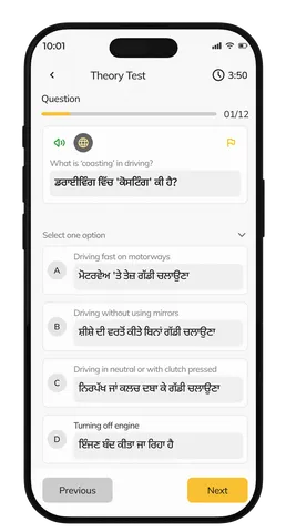 Passpoint Punjabi Theory Test screen